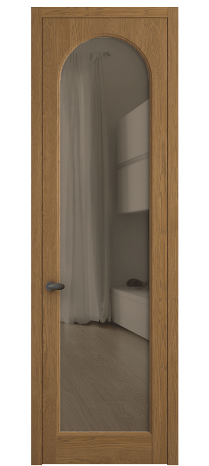 Межкомнатная дверь Палаццо 6804 Дуб пряный матовый Прозрачное бронзовое стекло, триплекс Цена 152529 ₽ | Volhovec