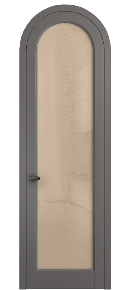 Межкомнатная дверь Палаццо 6814 Матовый классический серый Фактурное оранжевое стекло "Лёд", триплекс Цена 131159 ₽ | Volhovec