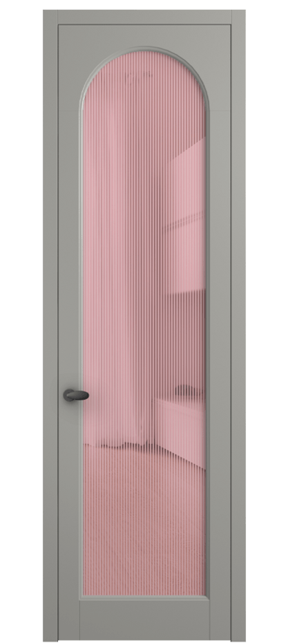 Межкомнатная дверь Палаццо 6804 Матовый нейтральный серый Рифлёное розовое стекло "Дюна", триплекс Цена 103029 ₽ | Volhovec