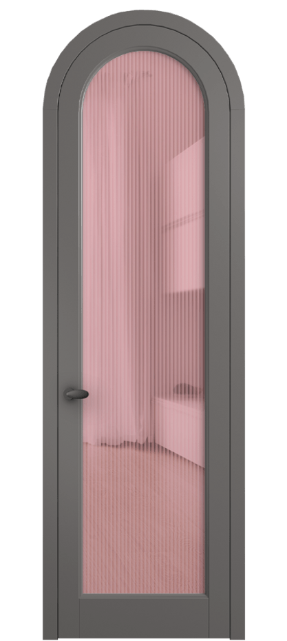 Межкомнатная дверь Palazzo 6814 Матовый классический серый Рифлёное розовое стекло "Moru", триплекс Цена 133159 ₽ | Volhovec