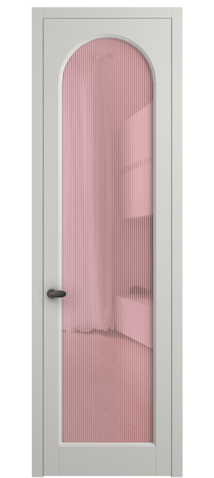Межкомнатная дверь Палаццо 6804 Матовый серый Рифлёное розовое стекло "Дюна", триплекс Цена 103029 ₽ | Volhovec