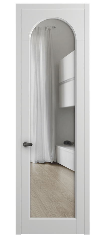 Межкомнатная дверь Палаццо 6804 Матовый белоснежный Прозрачное стекло Цена 97029 ₽ | Volhovec