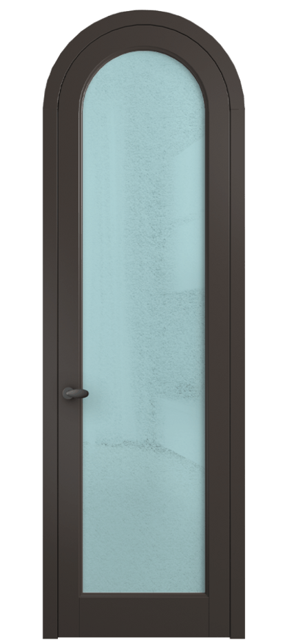 Межкомнатная дверь Палаццо 6814 Матовый антрацит Фактурное голубое стекло "Лёд", триплекс Цена 131159 ₽ | Volhovec
