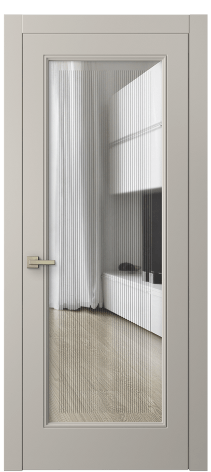 Межкомнатная дверь Linea 8300 Матовый светло-бежевый Прозрачное стекло с гравировкой "Каннелюры", триплекс Цена 83699 ₽ | Volhovec