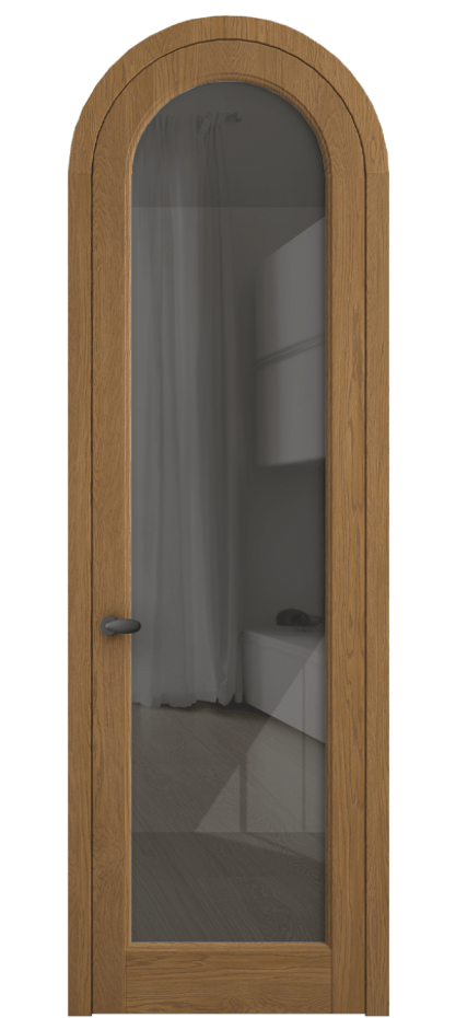 Межкомнатная дверь Палаццо 6814 Дуб пряный матовый Рефлективное серое стекло "Стопсол", калёное Цена 214349 ₽ | Volhovec