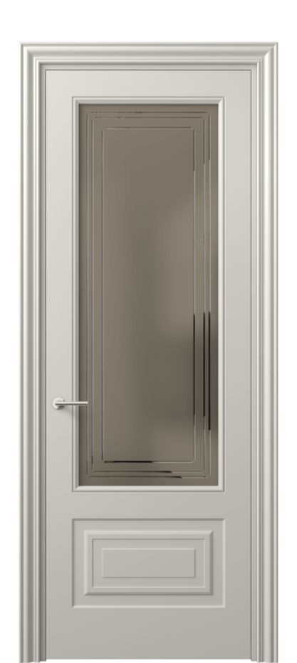 Межкомнатная дверь Маскот 8442 Матовый облачно-серый Сатинированное бронзовое стекло с гравировкой "Грани", триплекс Цена 66824 ₽ | Volhovec