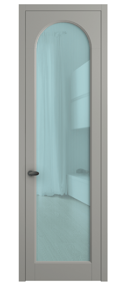 Межкомнатная дверь Палаццо 6804 Матовый нейтральный серый Рифлёное голубое стекло "Дюна", триплекс Цена 103029 ₽ | Volhovec