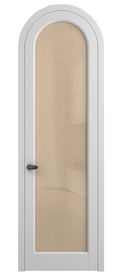 Межкомнатная дверь Палаццо 6814 Матовый белоснежный Фактурное оранжевое стекло "Лёд", триплекс Цена 131159 ₽ | Volhovec