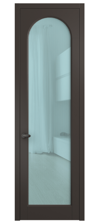 Межкомнатная дверь Палаццо 6804 Матовый антрацит Рифлёное голубое стекло "Дюна", триплекс Цена 103029 ₽ | Volhovec