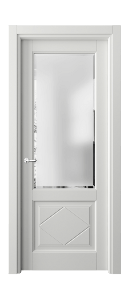 Межкомнатная дверь Тоскана Ромбо 6342 Матовый светло-серый Сатинированное стекло с фацетом Цена 100999 ₽ | Volhovec