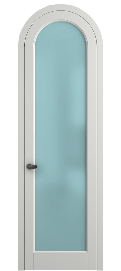 Межкомнатная дверь Палаццо 6814 Матовый светло-серый Сатинированное голубое стекло, триплекс Цена 125159 ₽ | Volhovec