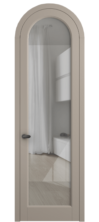 Межкомнатная дверь Палаццо 6814 Матовый бисквитный Рефлективное прозрачное стекло "Стопсол", калёное Цена 136259 ₽ | Volhovec