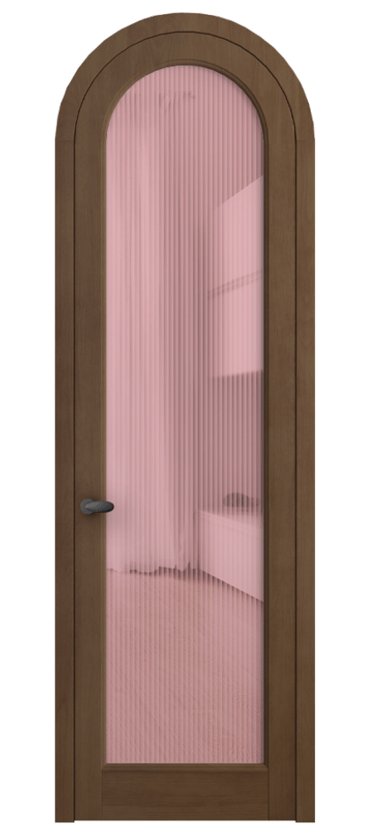 Межкомнатная дверь Палаццо 6814 Бук тёмный матовый Рифлёное розовое стекло "Мору", триплекс Цена 179739 ₽ | Volhovec
