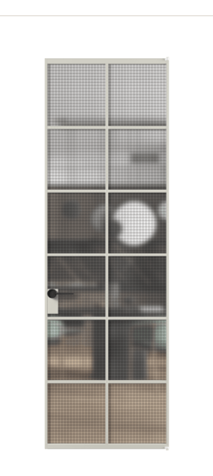 Алюминиевая дверь АЛПЛ040.05 Алюминий тёплый серый Декоративное стекло с сеткой "Mesh silver", триплекс Цена 134030  | Volhovec