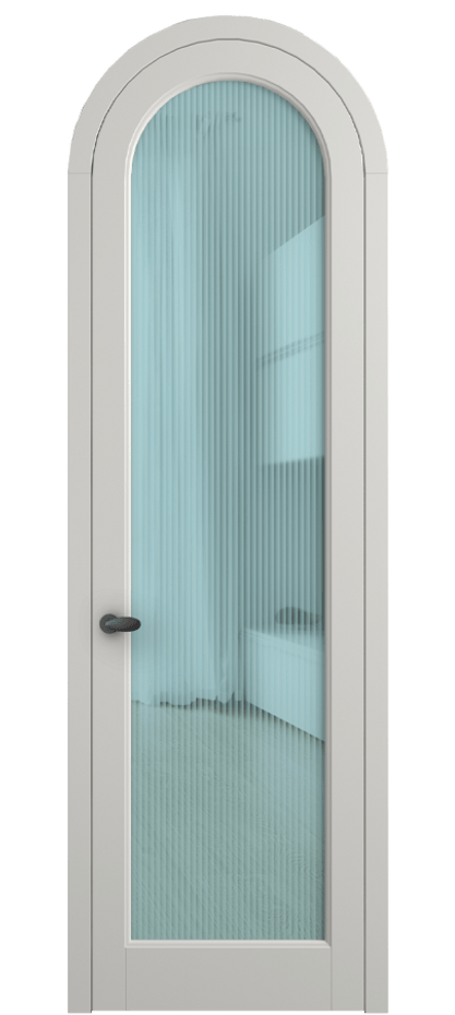 Межкомнатная дверь Палаццо 6814 Матовый серый Рифлёное голубое стекло "Мору", триплекс Цена 133159 ₽ | Volhovec