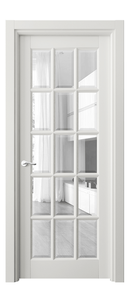 Межкомнатная дверь Лигнум 0708 Матовый серый Прозрачное стекло с фацетом Цена 120299 ₽ | Volhovec