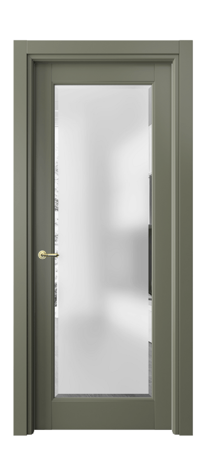 Межкомнатная дверь Тоскана Ромбо 6300 Матовый оливковый тёмный Сатинированное стекло с фацетом Цена 94299 ₽ | Volhovec