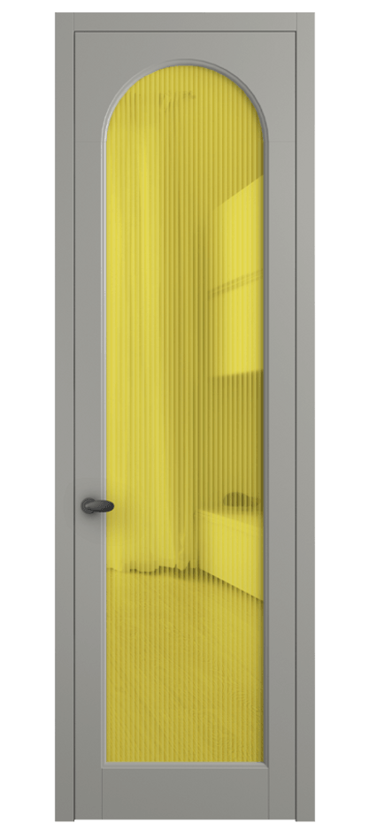 Межкомнатная дверь Палаццо 6804 Матовый нейтральный серый Рифлёное жёлтое стекло "Мору", триплекс Цена 105029 ₽ | Volhovec