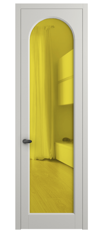 Межкомнатная дверь Palazzo 6804 Матовый серый Прозрачное жёлтое стекло, триплекс Цена 97029 ₽ | Volhovec