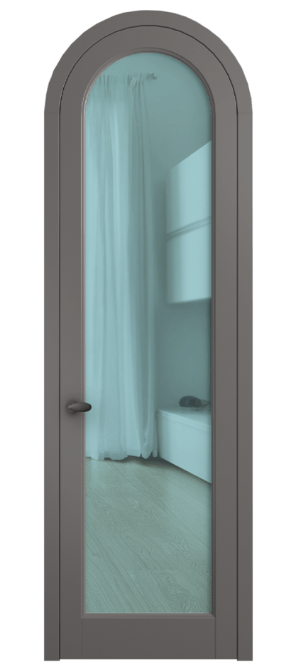 Межкомнатная дверь Palazzo 6814 Матовый классический серый Прозрачное голубое стекло, триплекс Цена 125159 ₽ | Volhovec