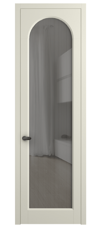 Межкомнатная дверь Палаццо 6804 Матовый молочно-белый Рифлёное серое стекло "Moru", триплекс Цена 105029 ₽ | Volhovec