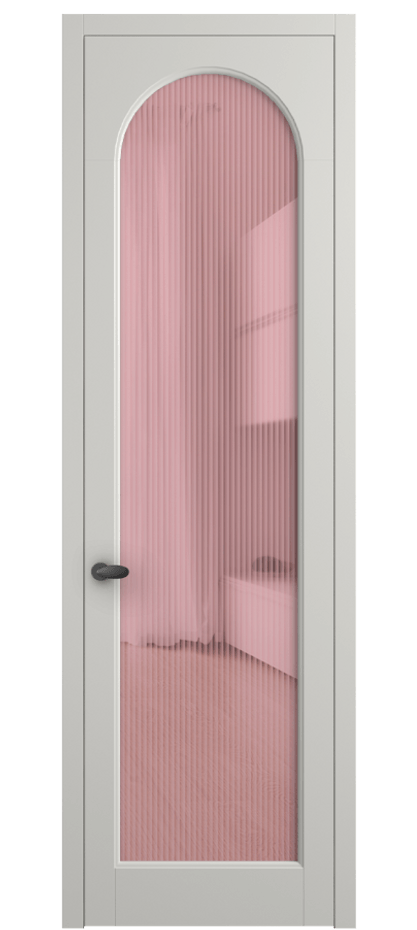 Межкомнатная дверь Палаццо 6804 Матовый серый Рифлёное розовое стекло "Мору", триплекс Цена 105029 ₽ | Volhovec