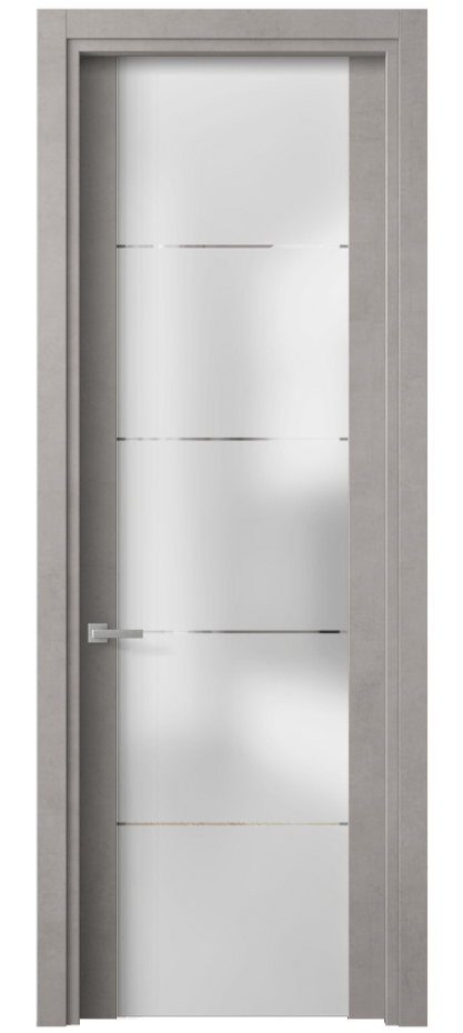 Межкомнатная дверь Планум 4114 Леон серебро Сатинированное стекло с гравировкой «КВАДРО», триплекс Цена 45179 ₽ | Volhovec