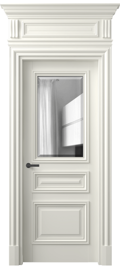 Межкомнатная дверь Антик 7304 Матовый жемчужный Двустороннее зеркало с фацетом, триплекс Цена 167309 ₽ | Volhovec