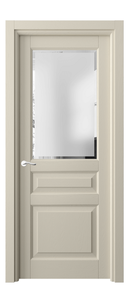 Межкомнатная дверь Лигнум 0710 Дуб бежево-серый Сатинированное стекло с фацетом Цена 136699 ₽ | Volhovec