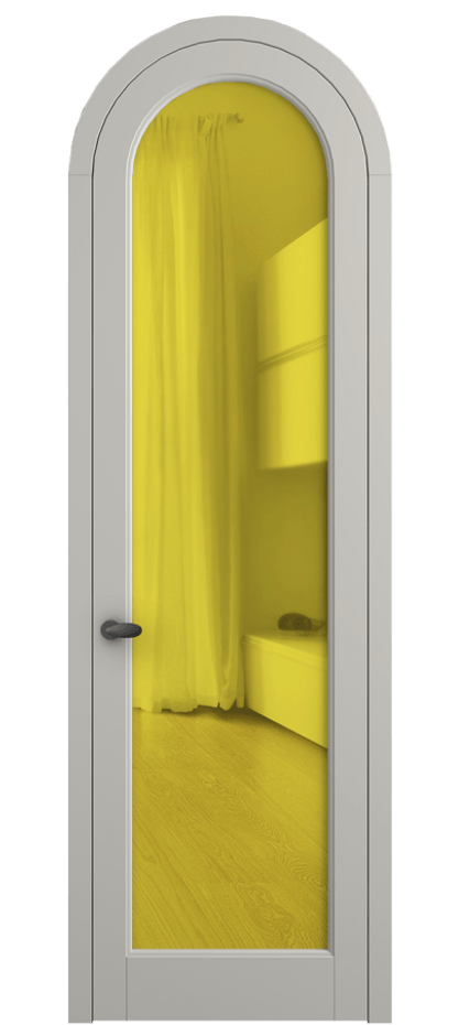 Межкомнатная дверь Палаццо 6814 Матовый тёплый серый Прозрачное жёлтое стекло, триплекс Цена 125159 ₽ | Volhovec
