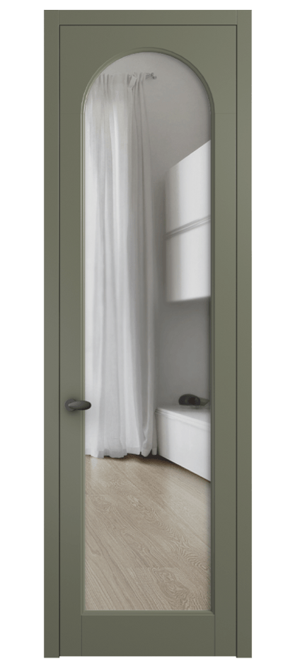 Межкомнатная дверь Палаццо 6804 Матовый оливковый тёмный Прозрачное стекло Цена 97029 ₽ | Volhovec