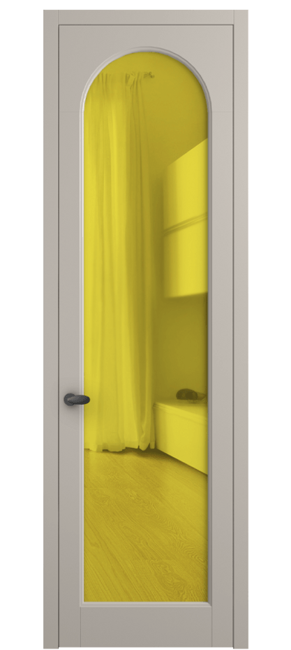 Межкомнатная дверь Палаццо 6804 Матовый светло-бежевый Прозрачное жёлтое стекло, триплекс Цена 97029 ₽ | Volhovec