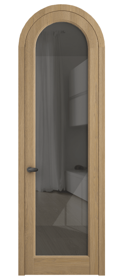 Межкомнатная дверь Палаццо 6814 Дуб соломенный матовый Рефлективное серое стекло "Стопсол", калёное Цена 214349 ₽ | Volhovec