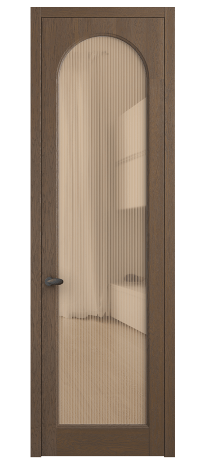 Межкомнатная дверь Палаццо 6804 Дуб туманный матовый Рифлёное оранжевое стекло "Moru", триплекс Цена 156229 ₽ | Volhovec
