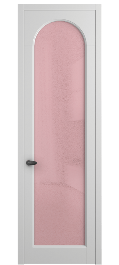 Межкомнатная дверь Палаццо 6804 Матовый белоснежный Фактурное розовое стекло "Лёд", триплекс Цена 103029 ₽ | Volhovec