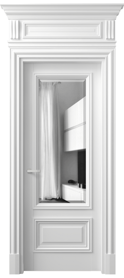 Межкомнатная дверь Антик 7306 Матовый белоснежный Двустороннее зеркало с фацетом, триплекс Цена 167309 ₽ | Volhovec