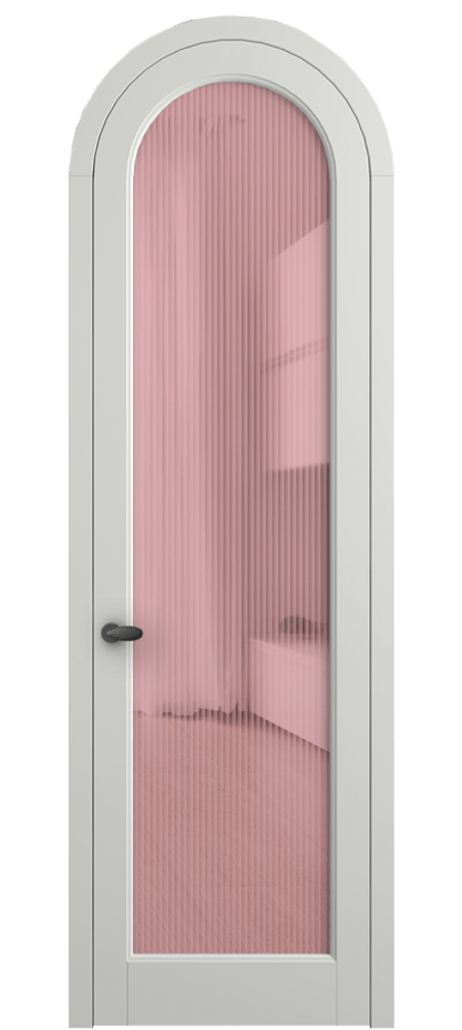 Межкомнатная дверь Палаццо 6814 Матовый светло-серый Рифлёное розовое стекло "Мору", триплекс Цена 133159 ₽ | Volhovec