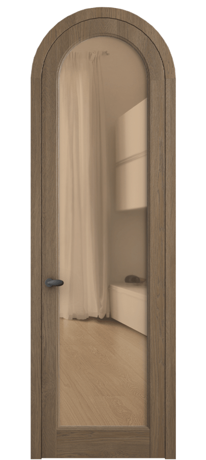 Межкомнатная дверь Palazzo 6814 Дуб джутовый матовый Прозрачное оранжевое стекло, триплекс Цена 206349 ₽ | Volhovec