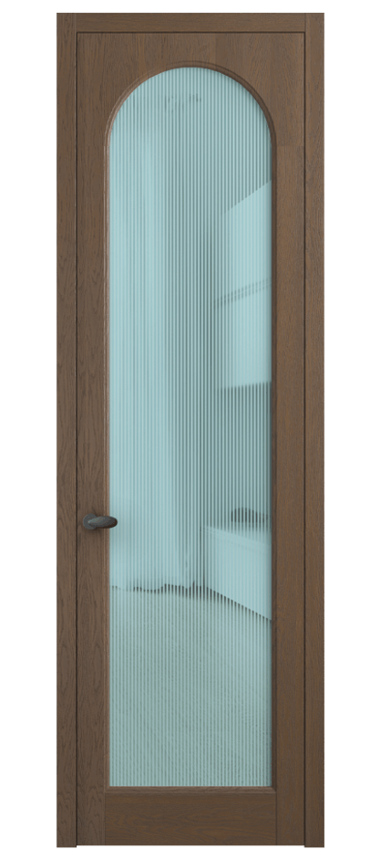 Межкомнатная дверь Палаццо 6804 Дуб туманный матовый Рифлёное голубое стекло "Дюна", триплекс Цена 154229 ₽ | Volhovec