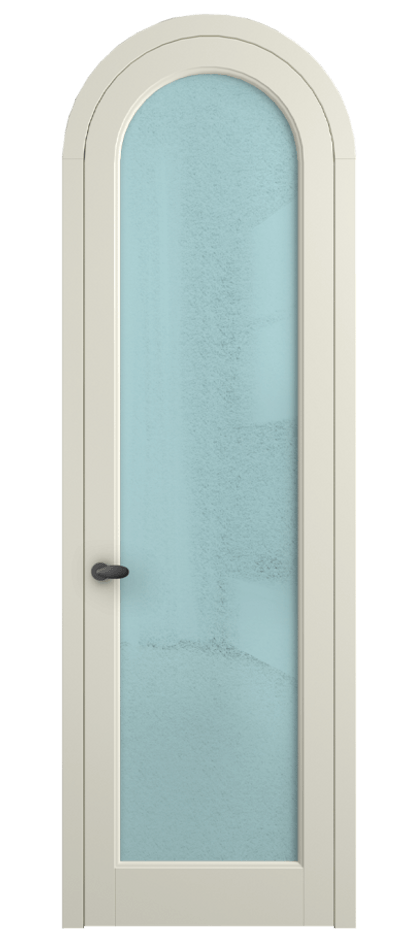 Межкомнатная дверь Палаццо 6814 Матовый молочно-белый Фактурное голубое стекло "Лёд", триплекс Цена 131159 ₽ | Volhovec