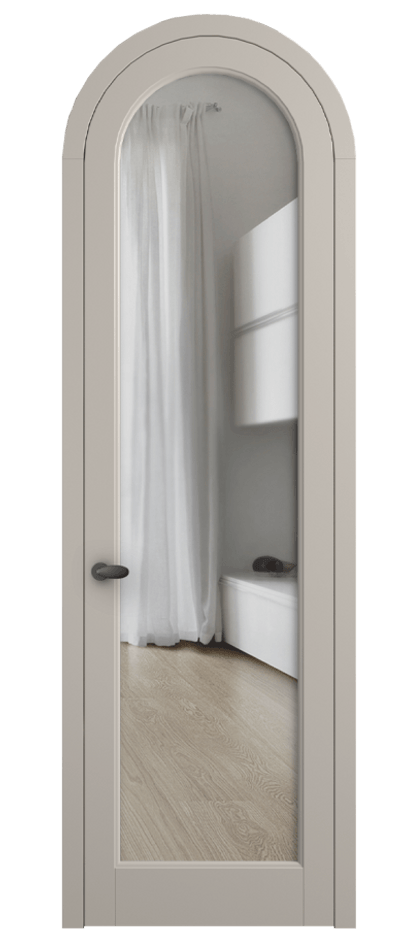 Межкомнатная дверь Палаццо 6814 Матовый светло-бежевый Прозрачное стекло Цена 128259 ₽ | Volhovec