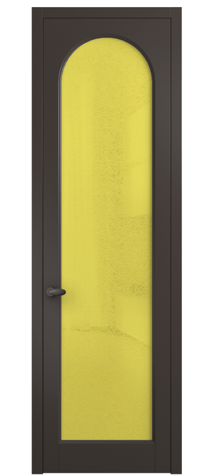 Межкомнатная дверь Палаццо 6804 Матовый антрацит Фактурное жёлтое стекло "Лёд", триплекс Цена 103029 ₽ | Volhovec