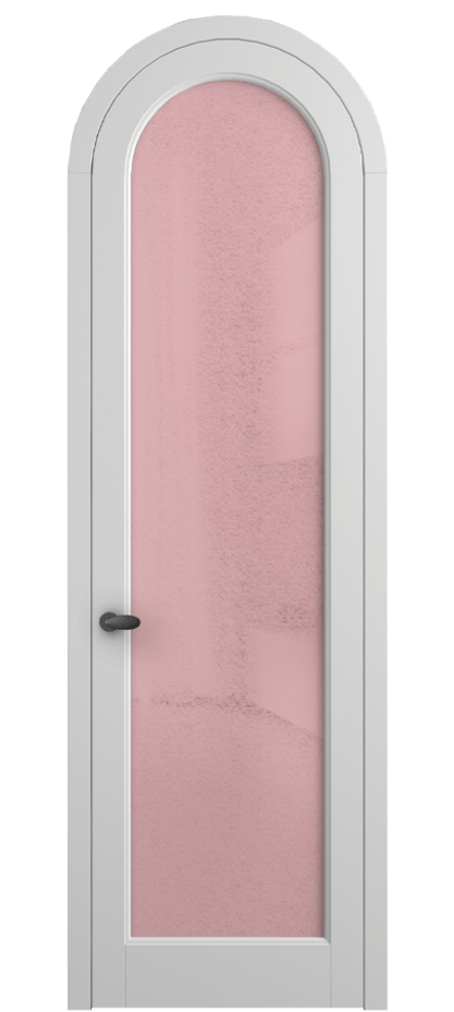Межкомнатная дверь Палаццо 6814 Матовый белоснежный Фактурное розовое стекло "Лёд", триплекс Цена 131159 ₽ | Volhovec