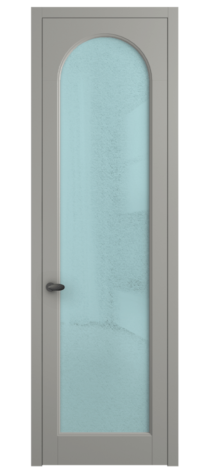 Межкомнатная дверь Палаццо 6804 Матовый нейтральный серый Фактурное голубое стекло "Лёд", триплекс Цена 103029 ₽ | Volhovec