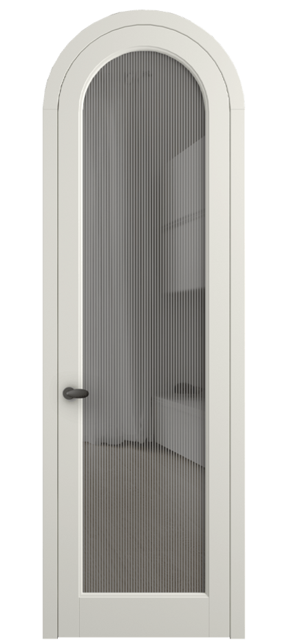 Межкомнатная дверь Палаццо 6814 Матовый жемчужный Рифлёное серое стекло "Дюна", триплекс Цена 131159 ₽ | Volhovec