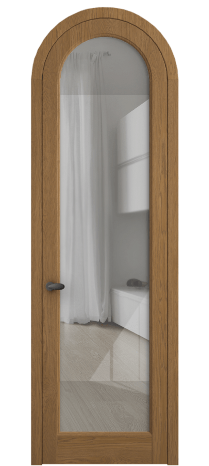 Межкомнатная дверь Палаццо 6814 Дуб пряный матовый Рефлективное прозрачное стекло "Стопсол", калёное Цена 214349 ₽ | Volhovec