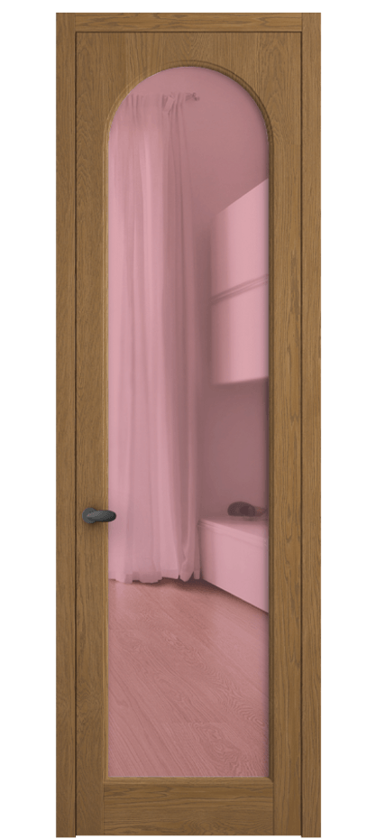 Межкомнатная дверь Palazzo 6804 Дуб пряный матовый Прозрачное розовое стекло, триплекс Цена 148229 ₽ | Volhovec