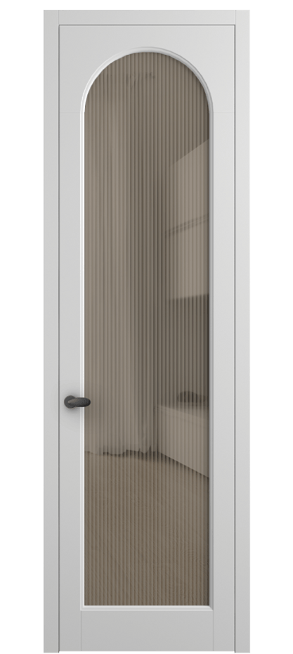 Межкомнатная дверь Палаццо 6804 Матовый белоснежный Рифлёное бронзовое стекло "Мору", триплекс Цена 105029 ₽ | Volhovec
