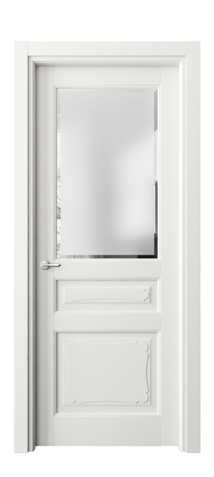 Межкомнатная дверь Тоскана Элегантэ 6324 Матовый серый Сатинированное стекло с фацетом Цена 100899 ₽ | Volhovec