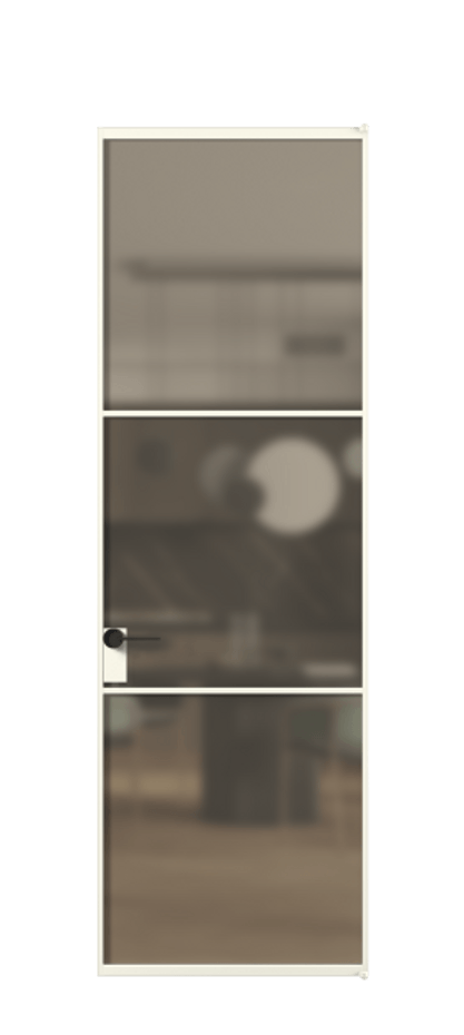 Алюминиевая дверь АЛПЛ040.03 Алюминий жемчужный Сатинированное бронзовое стекло, триплекс, 6 мм Цена 135390  | Volhovec